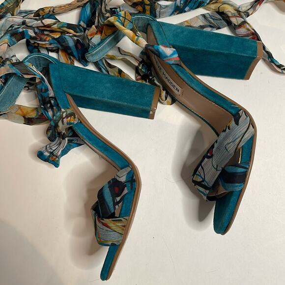 Steve Madden blue block heels with fabric tie - Picture 3 of 6